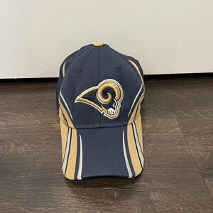Vintage Reebok St. Louis Rams OSFM NFL Equipment Hat Cap Blue White Gold Mens